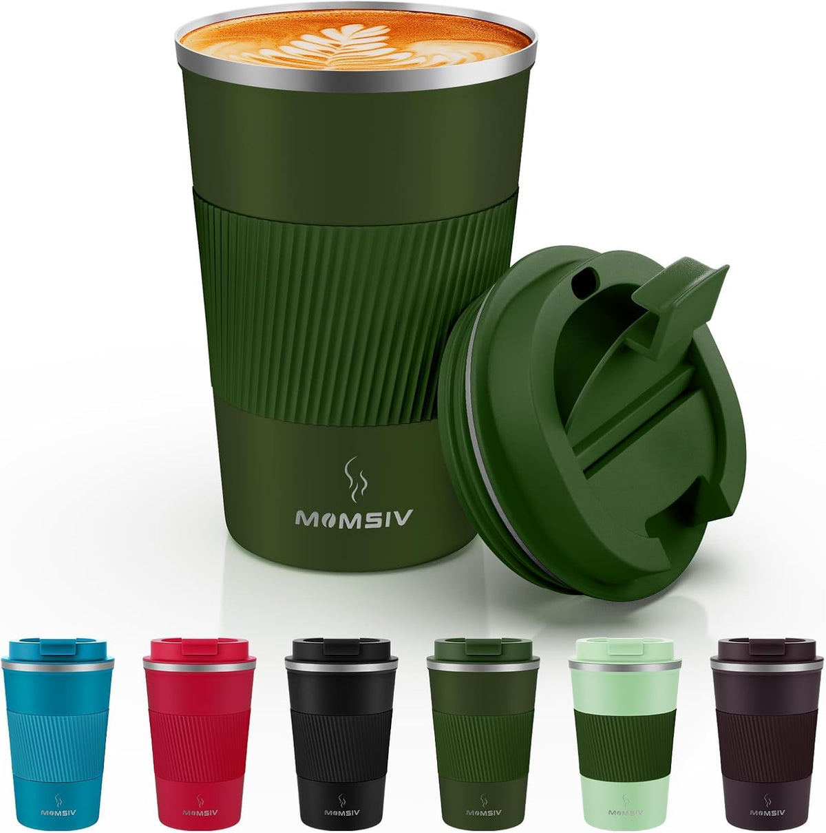 MOMSIV 12oz Travel Coffee Mug, Insulated Coffee Cup with Leakproof Lid