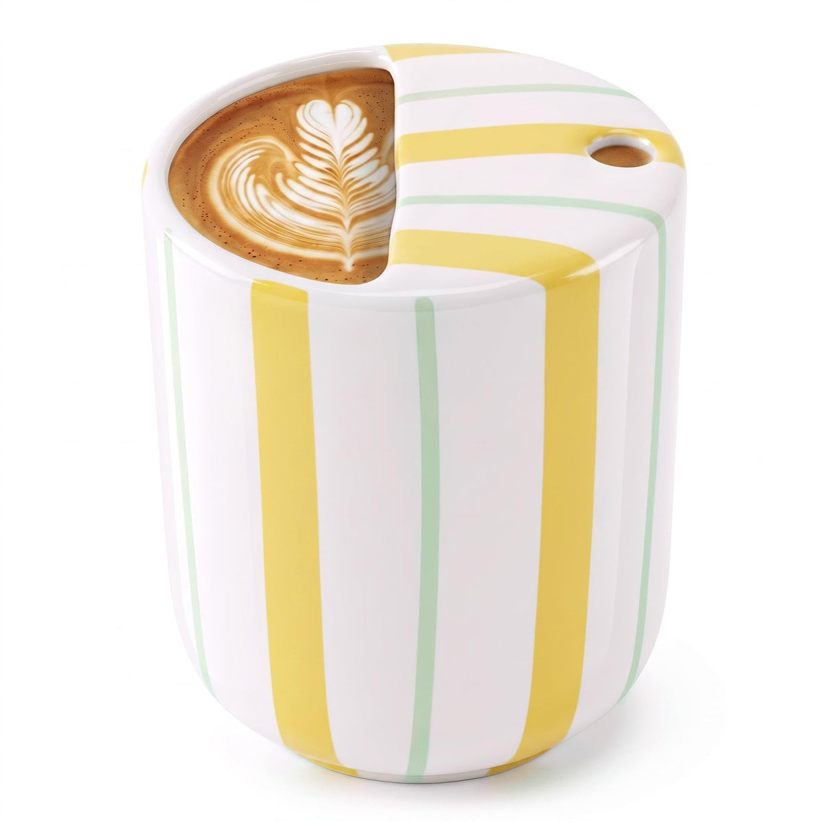 1 Pcs Ceramic Mug with Sip Hole 10 oz Light Blue Striped