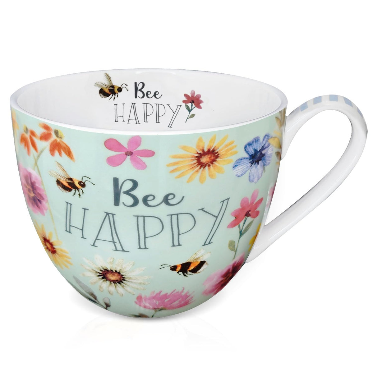Orange Halloween Mug – 20oz Bone China Coffee Mug with Black Cat, Ghost, Pumpkin & Bat, Perfect Fall Gift for Halloween Lovers, Designed in England by Harvest Green Studio