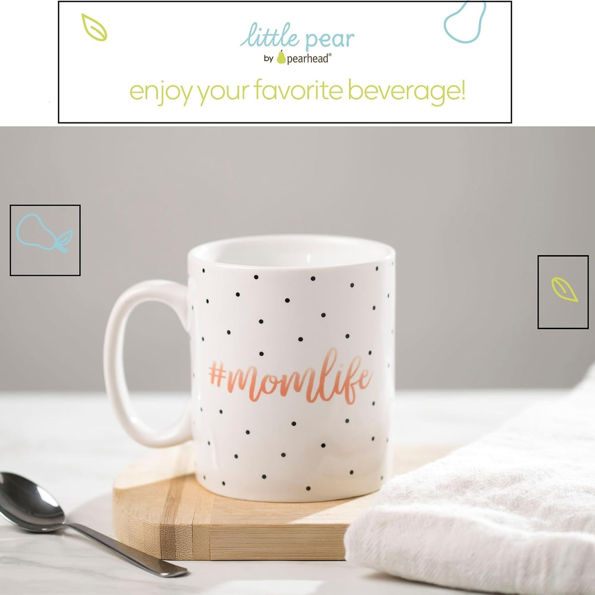 Little Pear #MomLife Polka Dot Mug