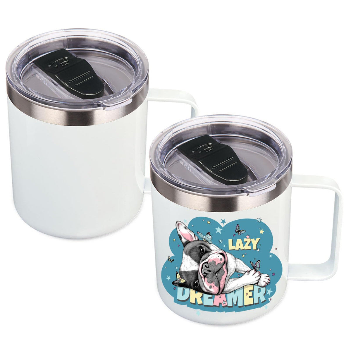 Volhoply 14oz Insulated Stainless Steel Coffee Mug with Lid Bulk 8 Pack,Double Wall Vacuum Travel Coffee Cup with Handle,Reusable Metal Cups Tumbler Cup, Camping Mugs,Ideal Gifts(Mix,8)