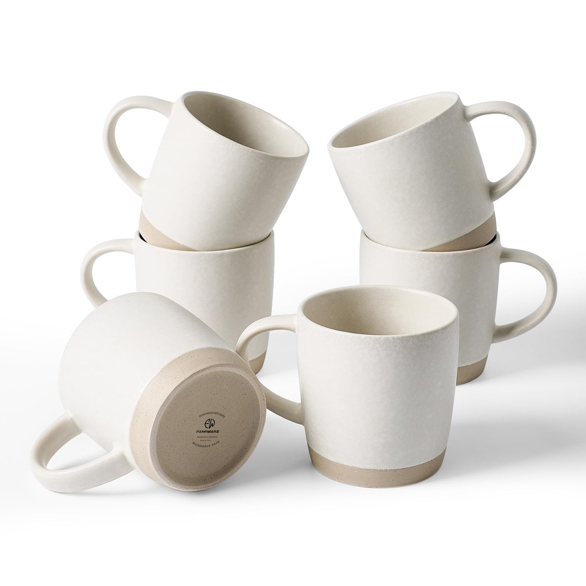 famiware Coffee Mugs Set of 6, 13 oz Mug Set, Ceramic Cup Set with Handle