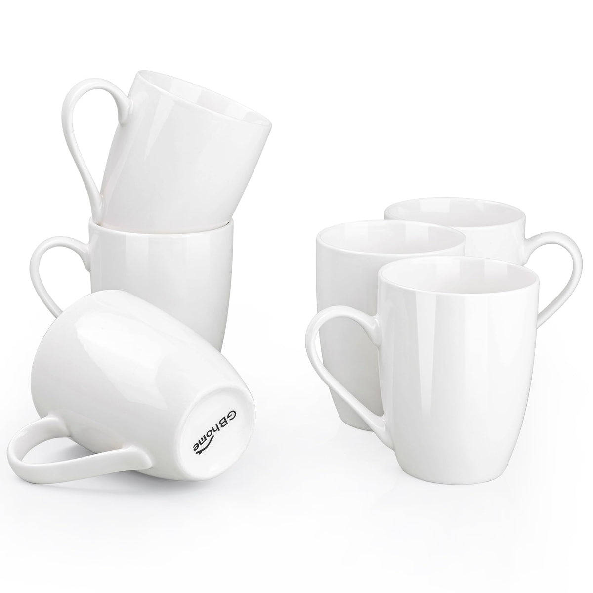 GBhome White Coffee Mugs Set of 12, 12 oz Ceramic Coffee Cups