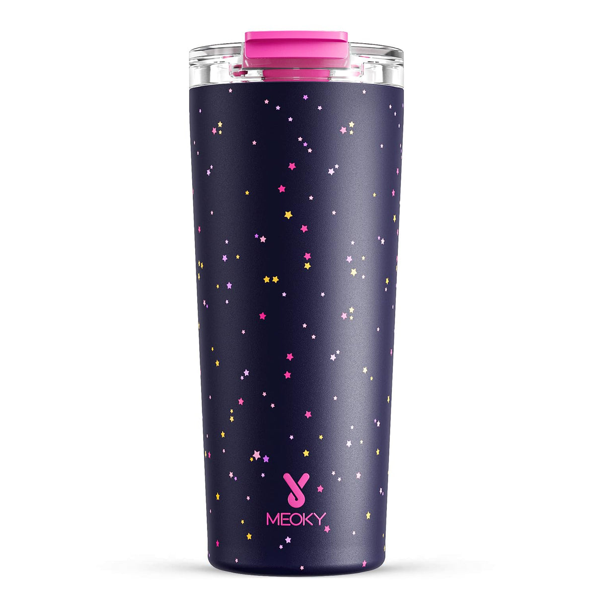 Meoky 24 oz Insulated Travel Coffee Mug: Leak Proof Lid, Night