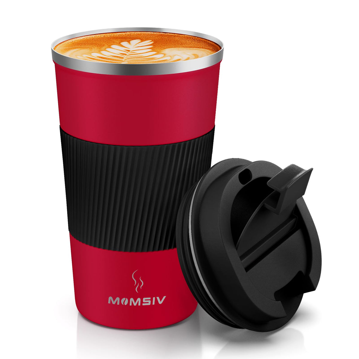 MOMSIV 12oz Travel Coffee Mug, Insulated Coffee Cup with Leakproof Lid