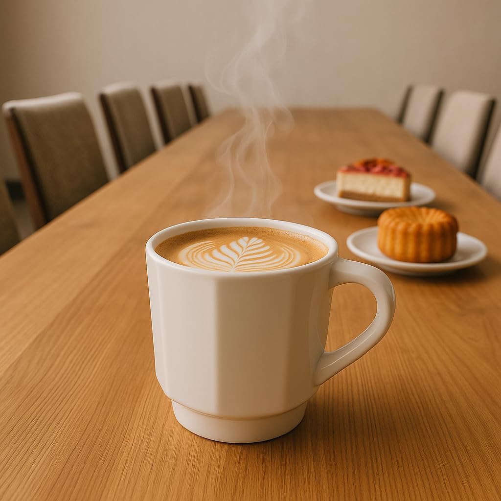 Minimalist White Ceramic Coffee Mug Set of 2 – 12 oz Modern Style Cups – Matte Finish – Elegant Kitchen & Café Aesthetic – Dishwasher Safe - inspired by Italian coffee design
