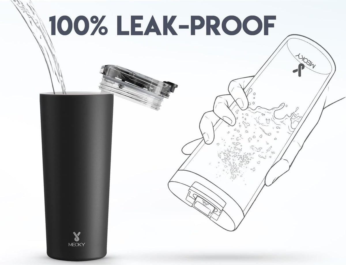 Meoky 24 oz Insulated Travel Coffee Mug: Leak Proof Lid, Night