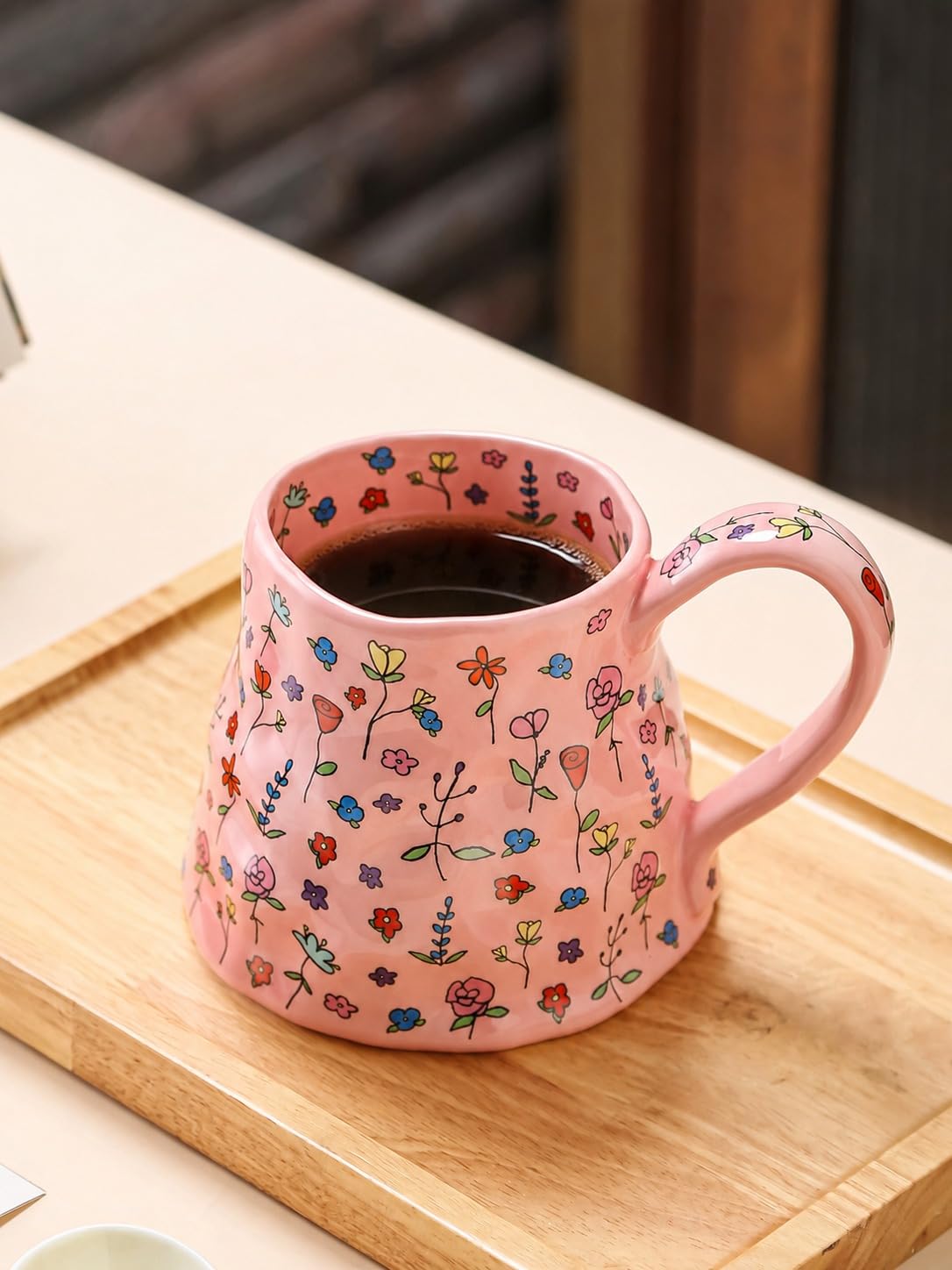 20oz Large Floral Coffee Mug with Big Handle, Mother's Day & Christmas Gift