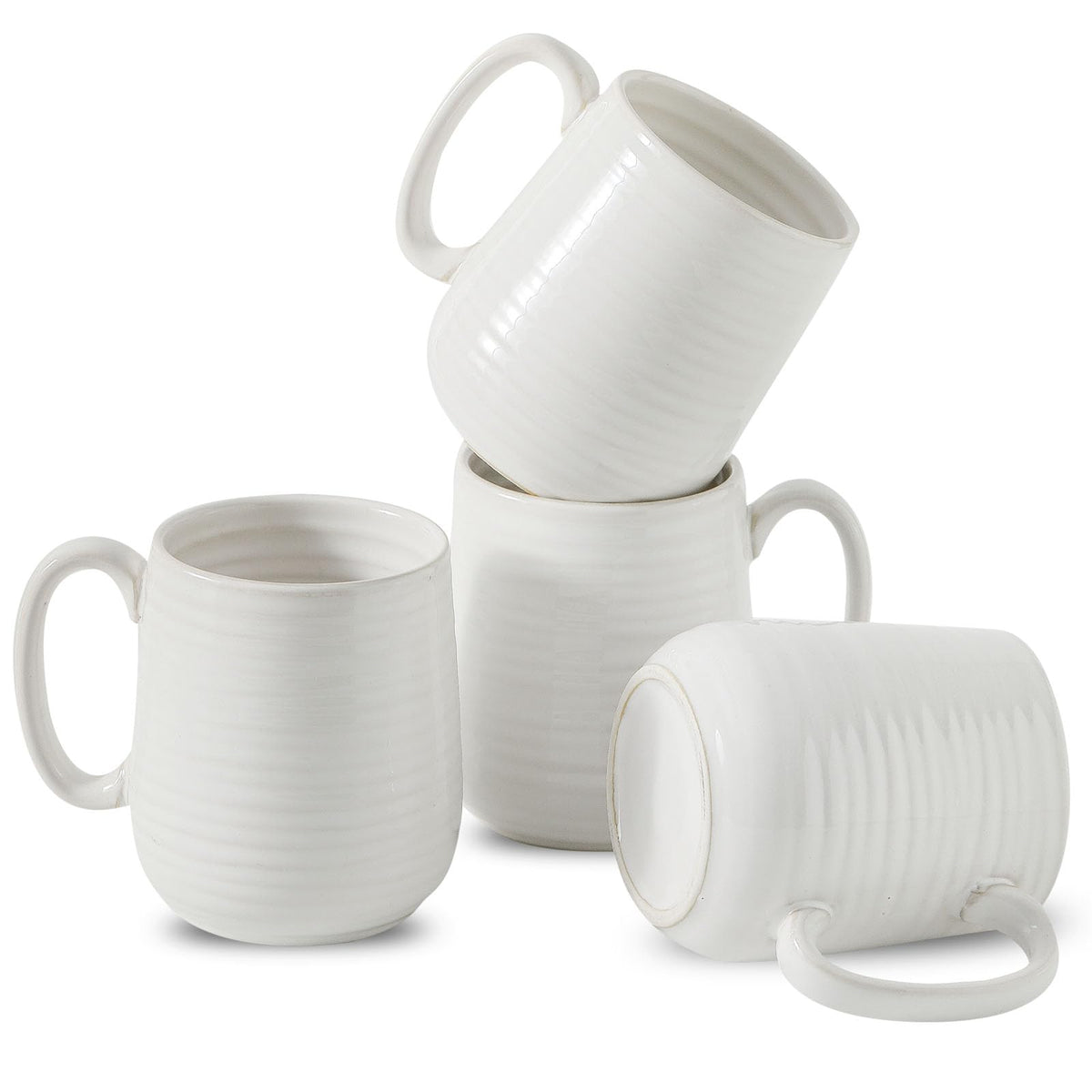 HASENSE Coffee Mugs Set of 4, 15 Ounce Ceramic Coffee Cups with Handle, Large Mug Set for Latte, Tea, Chocolate, Modern Cup Gift for Men and women, Dishwasher & Microwave Safe(Blue)