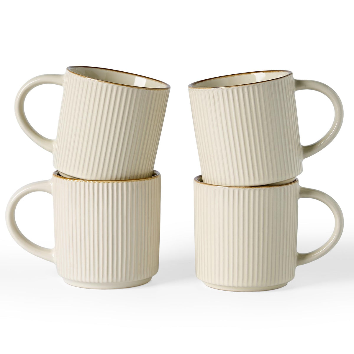 famiware Coffee Mug Set of 4, Star 12 oz Ceramic Mugs Cups Set with Handle