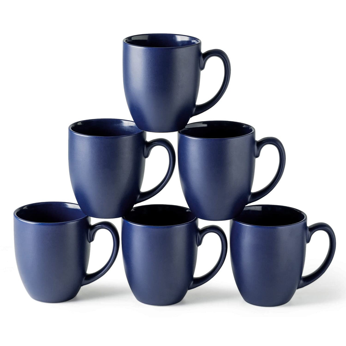 AmorArc 16 oz Coffee Mugs Set of 6, Large Ceramic Matte Black Coffee Cups