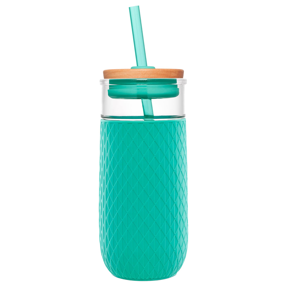 Ello Ava 18oz Glass Tumbler with Straw and Lid for Iced Coffee, Blueberry