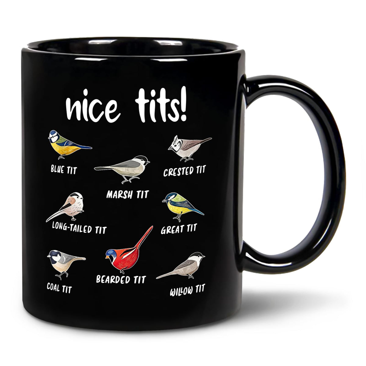 Jigfoxy Nice Tits Bird Mug, Funny Birds Coffee Mugs, Bird Watching Gifts