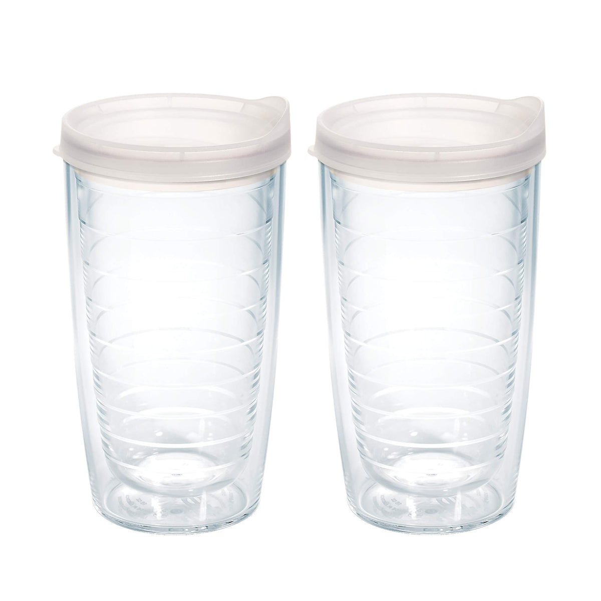 Tervis Clear & Colorful Lidded Made in USA Double Walled Insulated Tumbler Travel Cup Keeps Drinks Cold & Hot, 16oz Mug, Black Lid