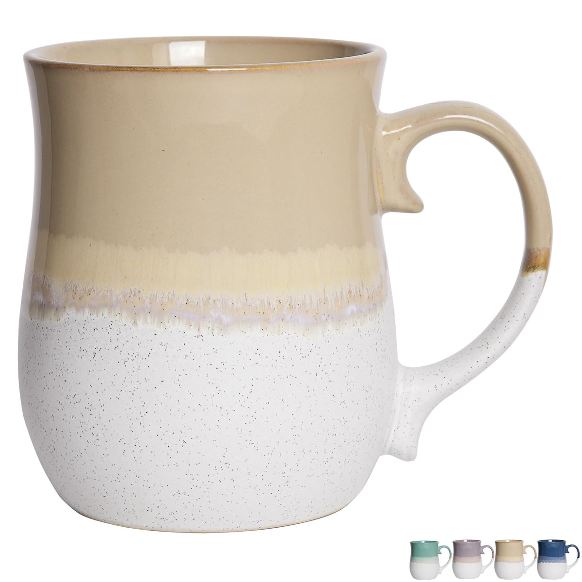 Bosmarlin Extra Large Ceramic Coffee Mug, 26 Oz, Dishwasher and Microwave Safe, Big Oversized Tea Cup, Reactive Glaze (Deep Blue)
