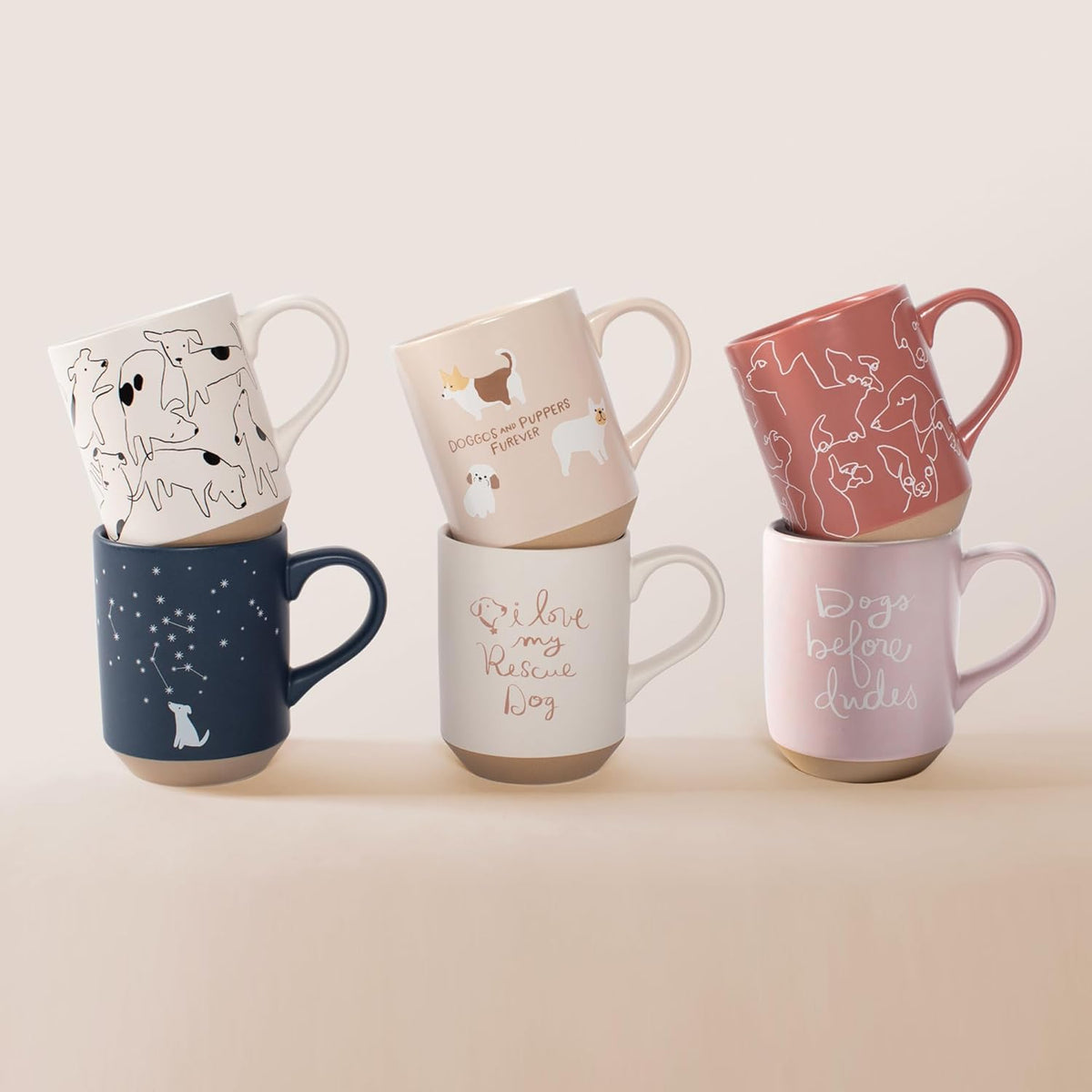 Fringe Studio Celestial Dog Stoneware Mug, 12 fl oz, Navy, 429017