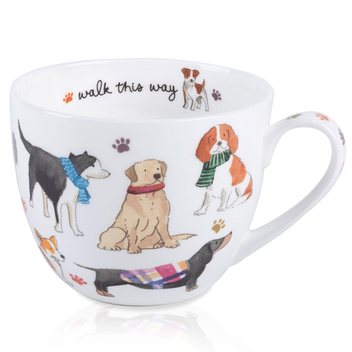 Orange Halloween Mug – 20oz Bone China Coffee Mug with Black Cat, Ghost, Pumpkin & Bat, Perfect Fall Gift for Halloween Lovers, Designed in England by Harvest Green Studio