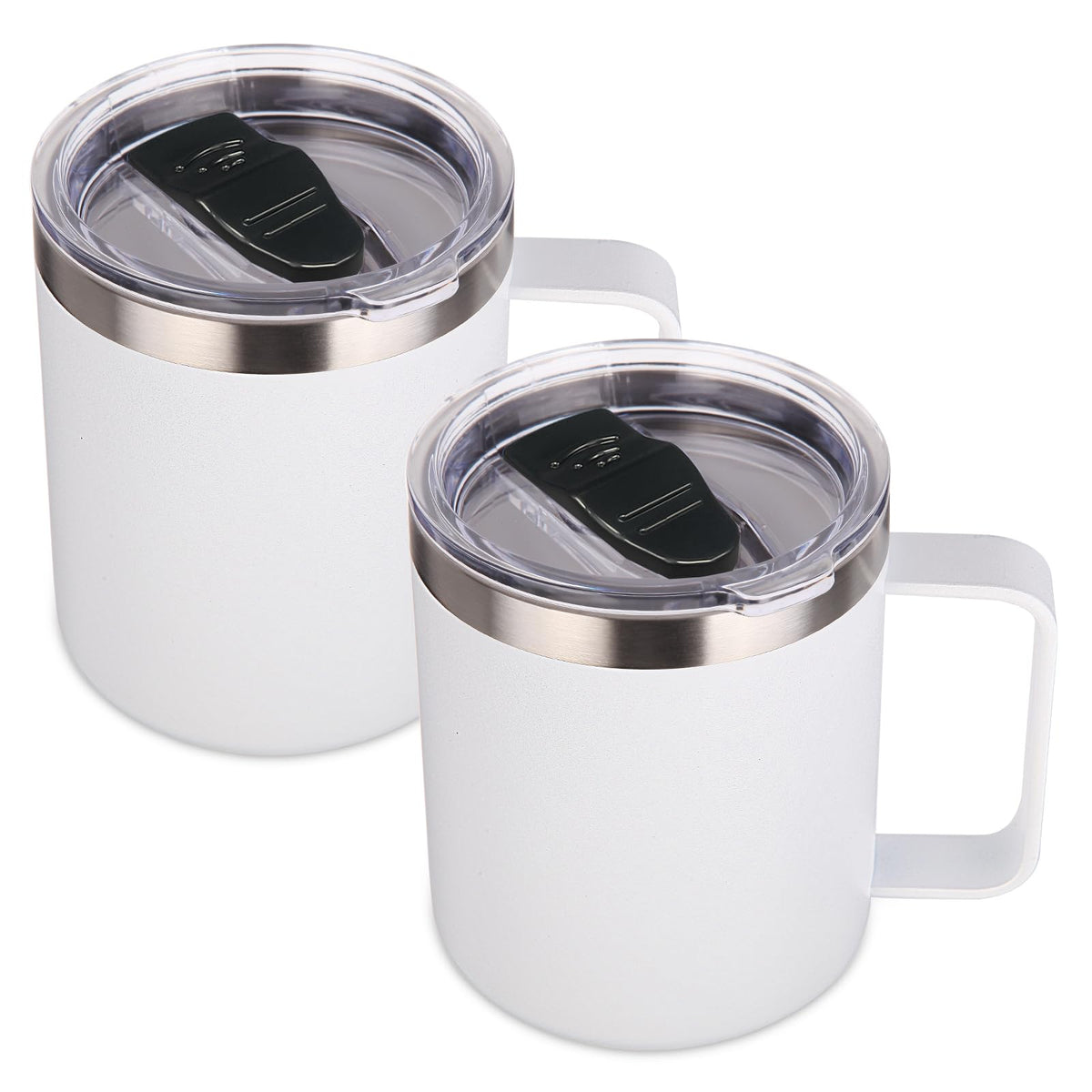 Volhoply 14oz Insulated Stainless Steel Coffee Mug with Lid Bulk 8 Pack,Double Wall Vacuum Travel Coffee Cup with Handle,Reusable Metal Cups Tumbler Cup, Camping Mugs,Ideal Gifts(Mix,8)