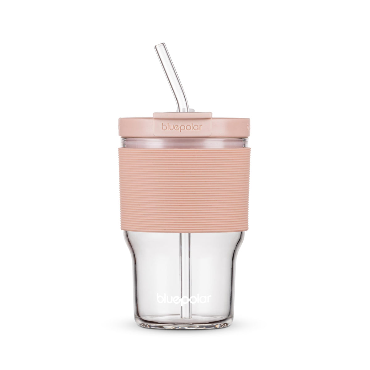 BLUEPOLAR 16oz/480ml Iced Coffee Cups With Lids And Straws,Reusable Leakproof Glass Tumbler,Water Bottles,Cold Brew,Drinking Jars For Juicing,Matcha,Tea,Smoothie For Travel,Office (Off-White)