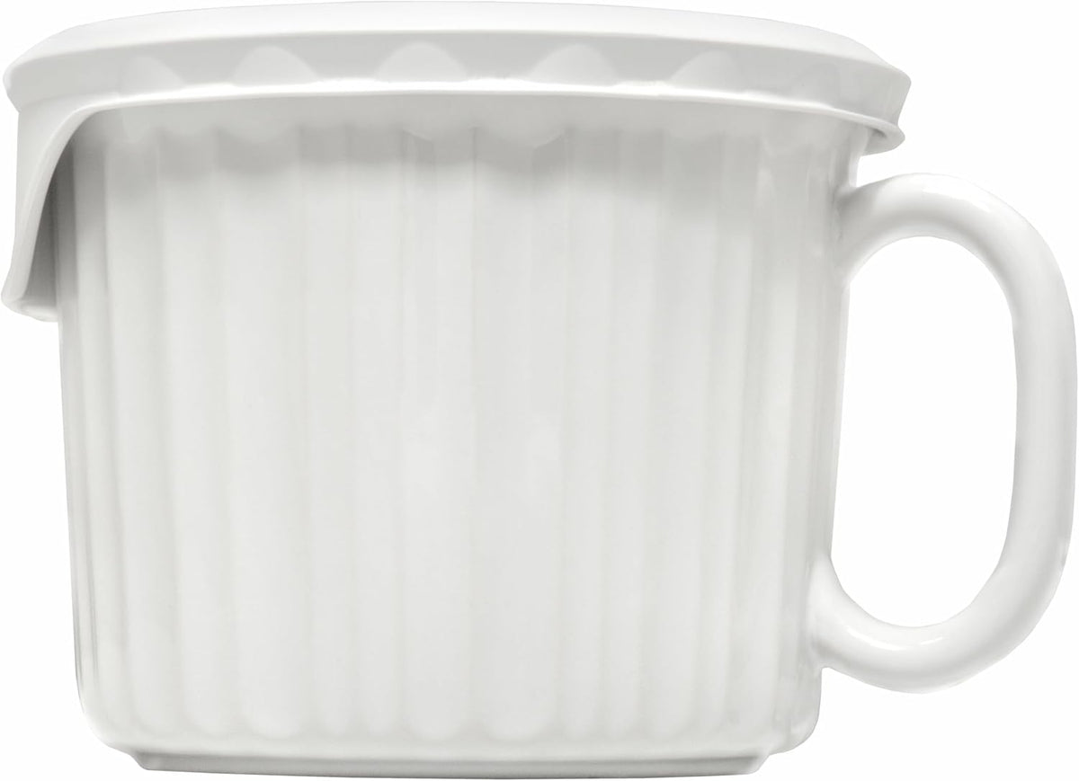 CorningWare 2-Pack 20oz Ceramic Meal Mugs with BPA-Free Vented Lids, French White