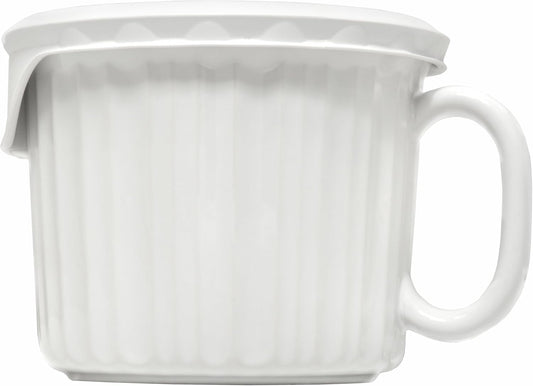 CorningWare 2-Pack 20oz Ceramic Meal Mugs with BPA-Free Vented Lids, French White