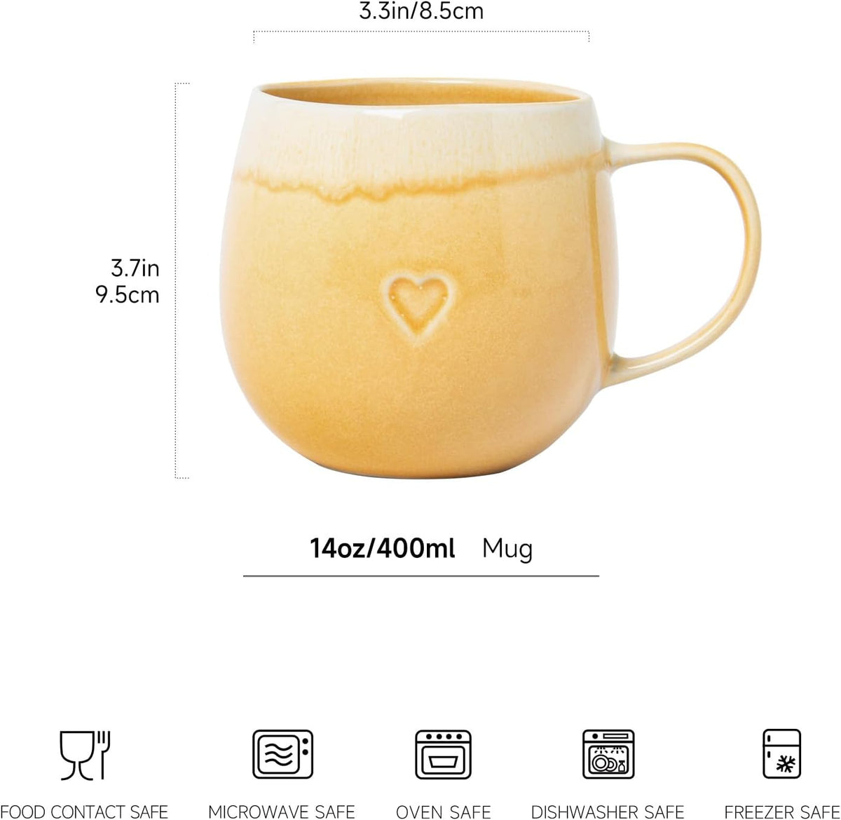 Stoneware Coffee Mugs Set of 4, 12oz Hand-Painted Coffee Cups with Handle