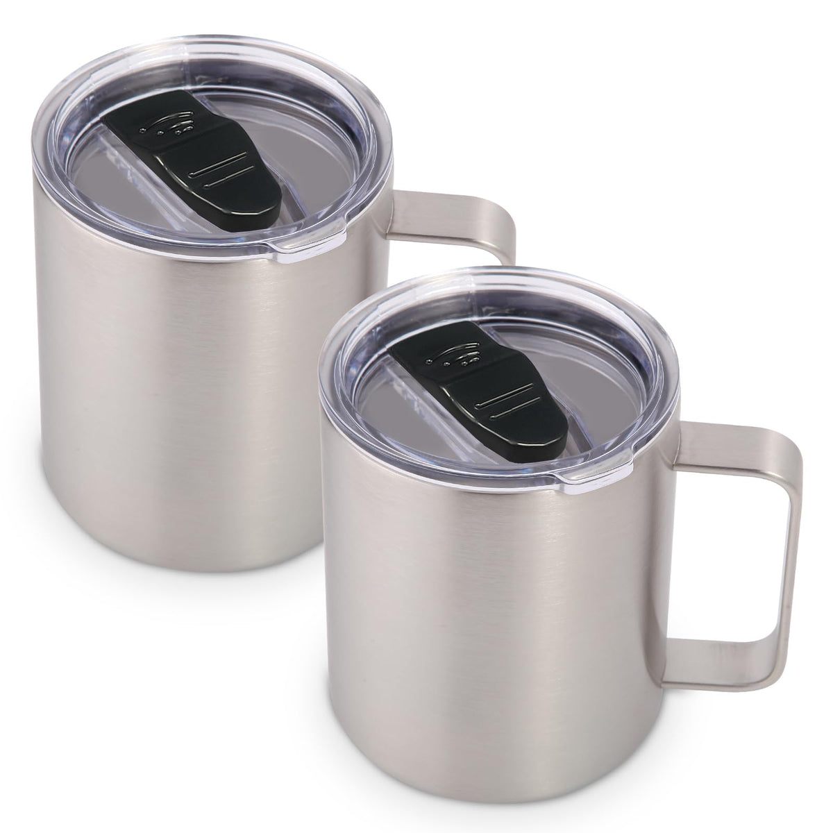 Volhoply 14oz Insulated Stainless Steel Coffee Mug with Lid Bulk 8 Pack,Double Wall Vacuum Travel Coffee Cup with Handle,Reusable Metal Cups Tumbler Cup, Camping Mugs,Ideal Gifts(Mix,8)