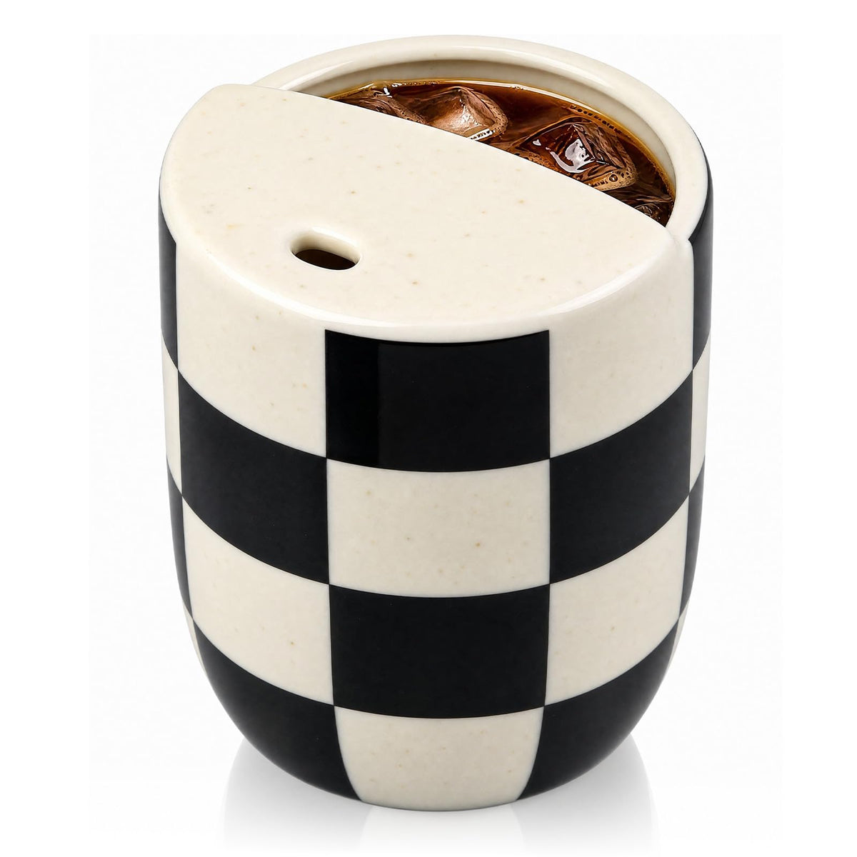 1 Pcs Ceramic Mug with Sip Hole 10 oz Light Blue Striped