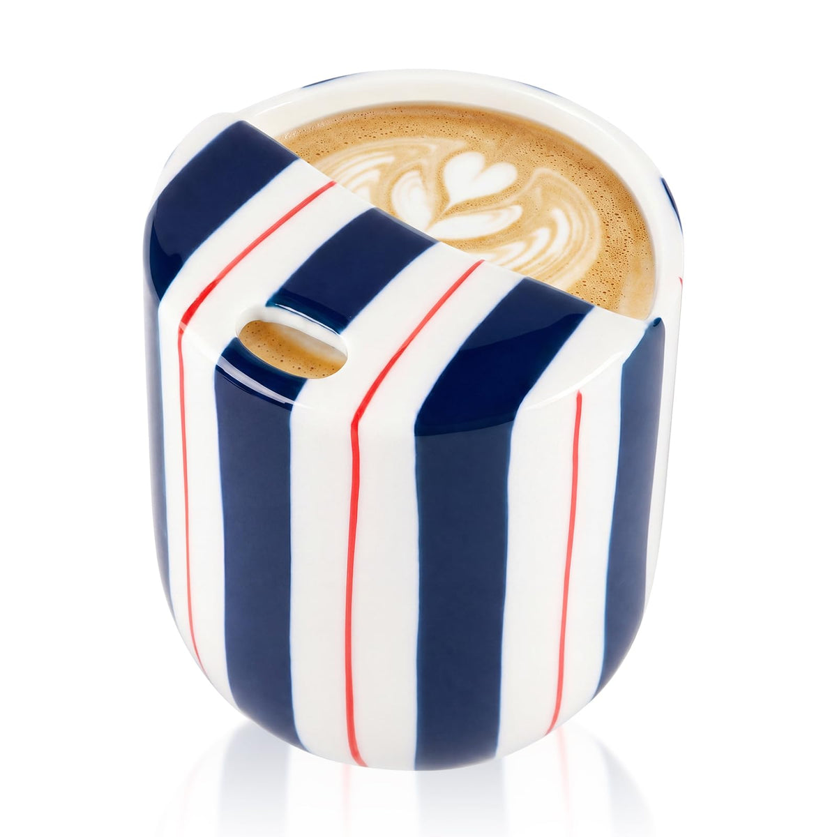 1 Pcs Ceramic Mug with Sip Hole 10 oz Light Blue Striped