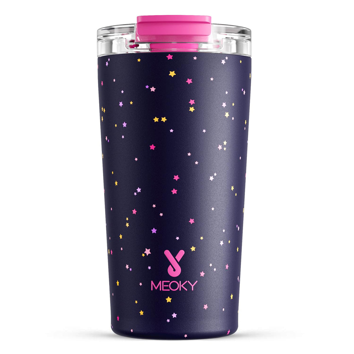 Meoky 24 oz Insulated Travel Coffee Mug: Leak Proof Lid, Night