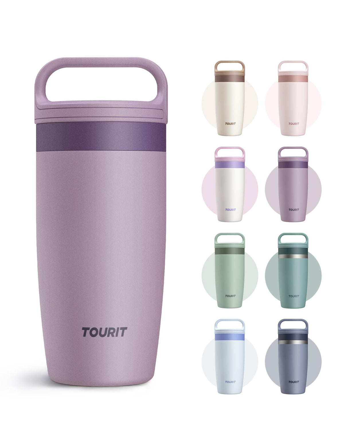 TOURIT Travel Coffee Mug 16 oz,Leakproof 2-Part Drink Lid Tumbler,Off-White