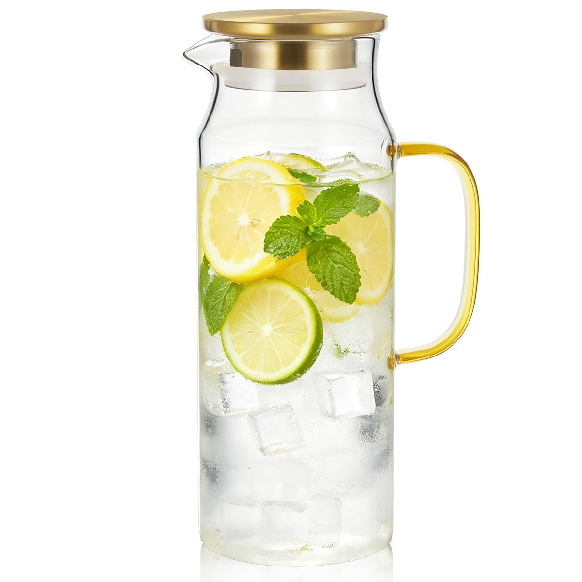 Bivvclaz 2 Liter 68 oz Glass Pitcher with Lid and Handle, Glass Carafe for Hot/Cold Water, Large Iced Tea Pitcher for Coffee, Juice and Homemade Beverage