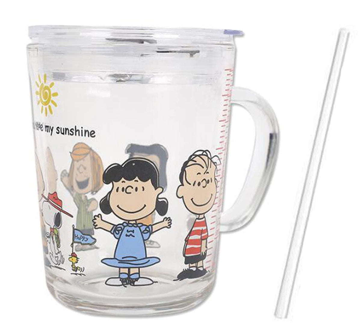 Kids Straw Cup with Lid and Handle,14oz Cute Glass Tumbler with Scale for Water, Tea, Milk Coffee