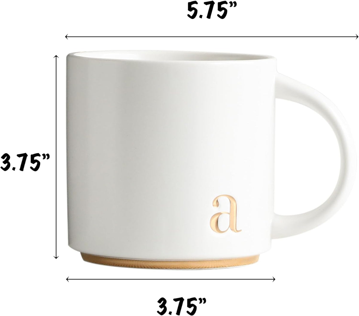 COLLECTIVE HOME Ceramic Coffee Mug, 15 oz Monogram Cup with Gift Box(a)