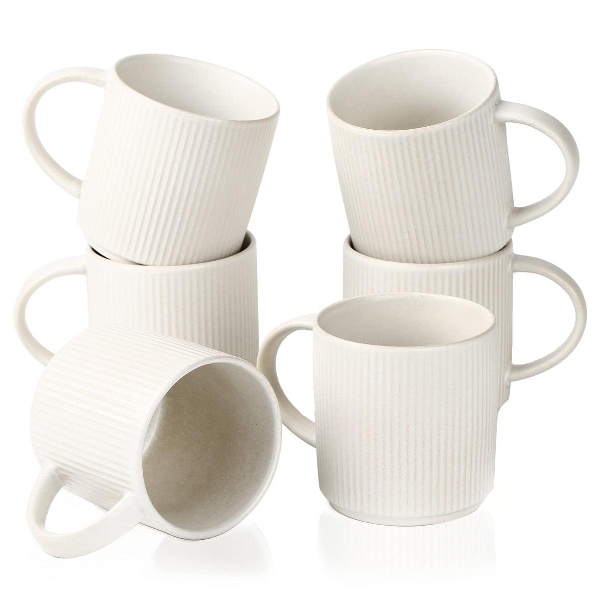 famiware Coffee Mug Set of 4, Star 12 oz Ceramic Mugs Cups Set with Handle