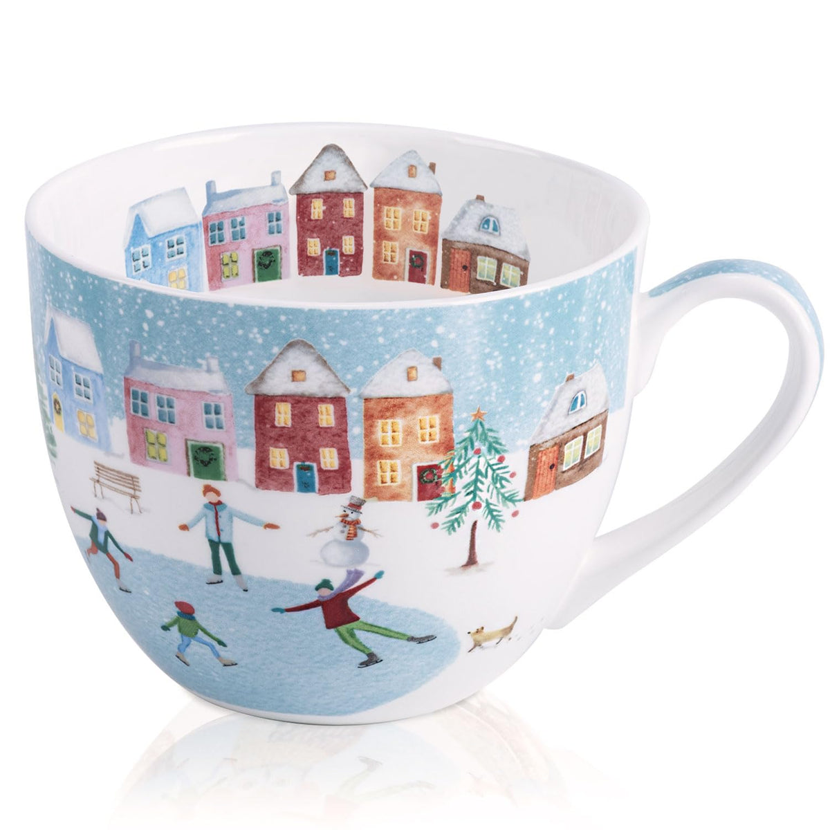 Autumn Forest Animal Mug - 20 oz Bone China Coffee Mug with Fox, Squirrel & Duck, Cozy Fall Gift for Nature Lovers and Friends, Designed in England by Harvest Green Studio