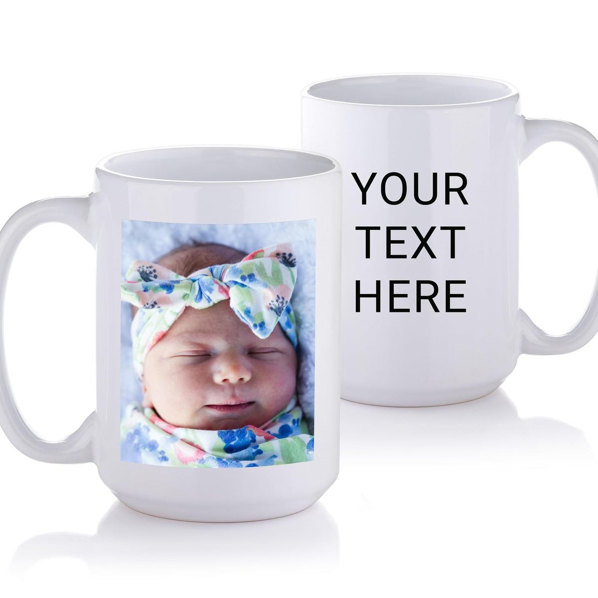 Lifetime Creations Custom New Baby Photo Mug with Text: Personalized Coffee Cup, 15 ounces, Custom Newborn Photo Gift for New Parents, New Mom Keepsake, Baby Name Announcement, Printed in USA