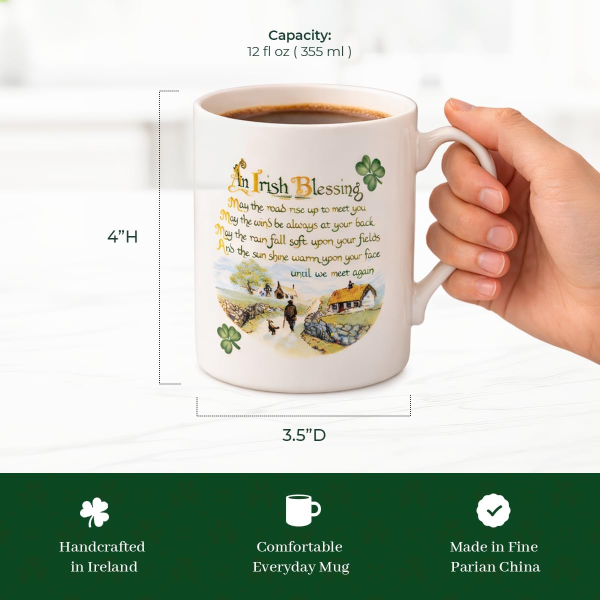 Belleek Irish Blessing Mug | 14oz Parian China | Made in Ireland