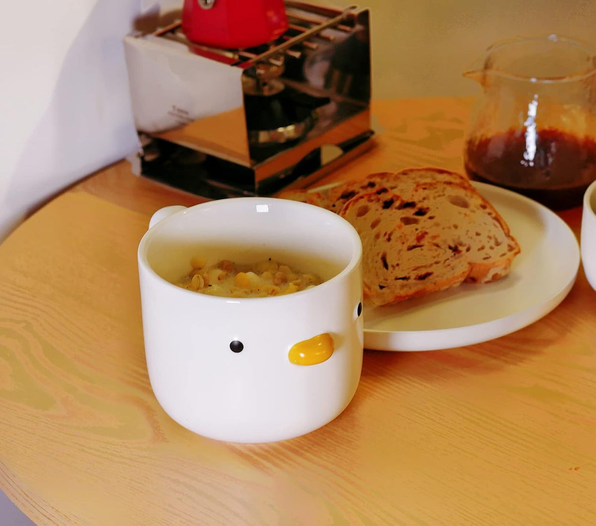 PURROOM Large Breakfast Mug, Handmade Glaze Duck Cup, Safety Ceramic Coffee Mug & Oatmeal Soup Cup, 22 oz Oversized Cute Cereal Cup.