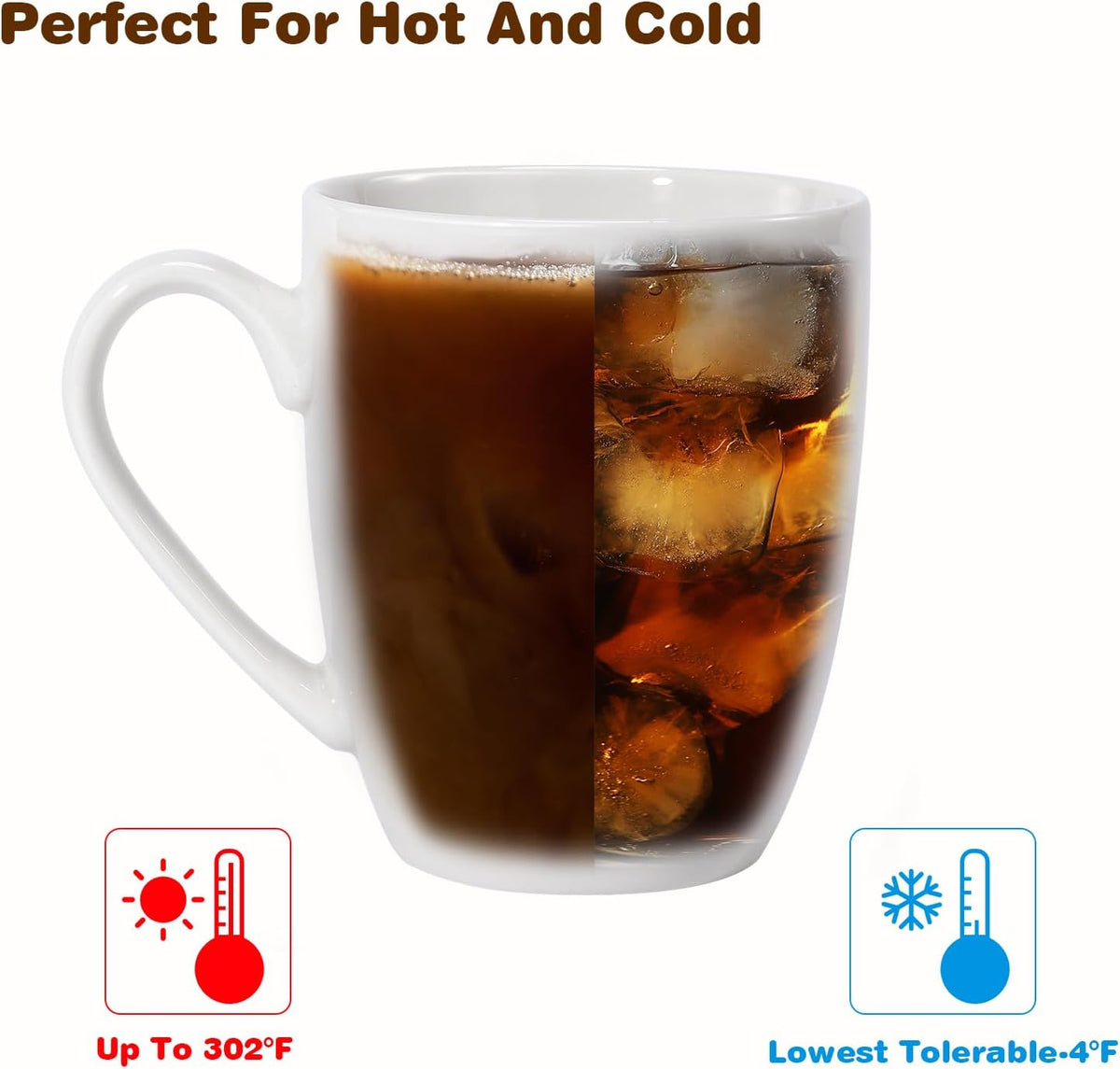 Large Ceramic Coffee Mug 16oz(475ml) Tea Cups Idea Gifts 1 Pack White
