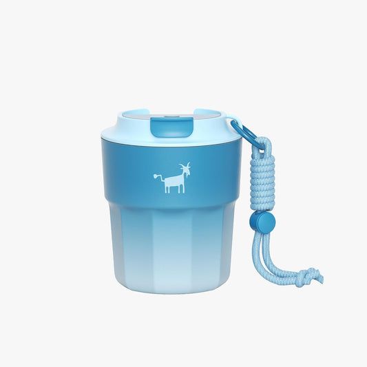 CHEERFUL GOAT Ceramic Lined Coffee Mug – Stainless Steel Travel insulated Tumbler with Ceramic Liner, with lid, 10oz Cup for Hot and Cold Water Coffee at Home, Office, or On the Go (Blue)