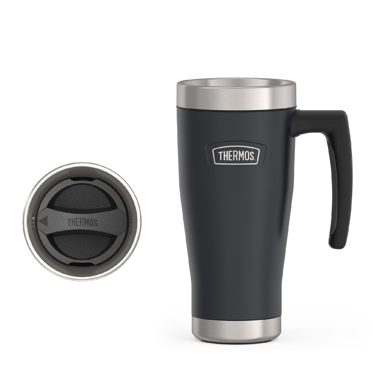 THERMOS ICON SERIES, Stainless Steel Mug, Matte Stainless Steel, 16 oz