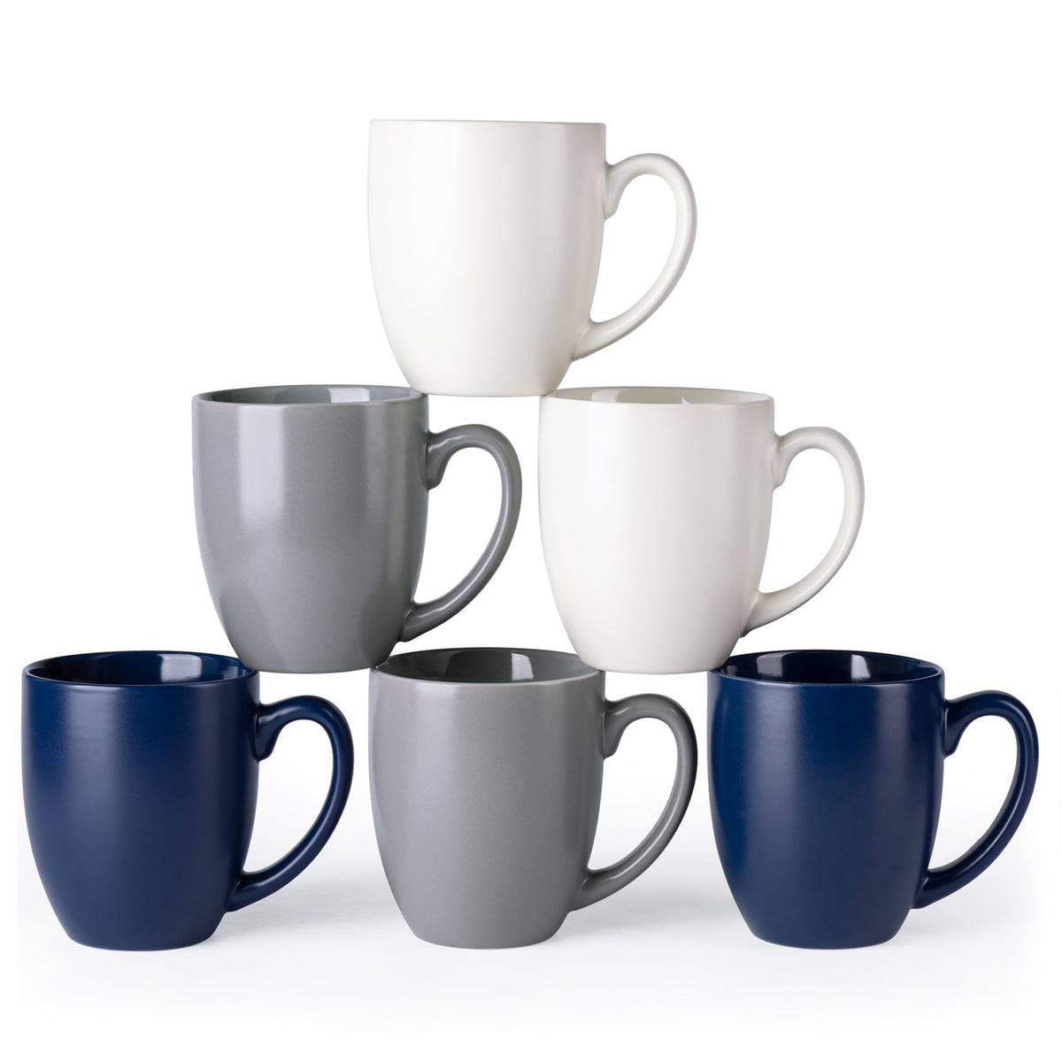 AmorArc 16 oz Coffee Mugs Set of 6, Large Ceramic Matte Black Coffee Cups