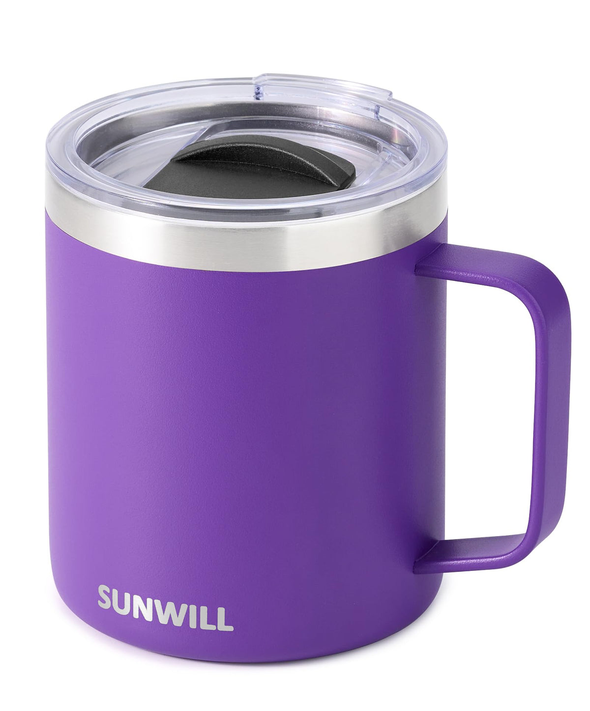 SUNWILL Insulated Coffee Mug, Stainless Steel 14 oz, Splash-Proof Lid