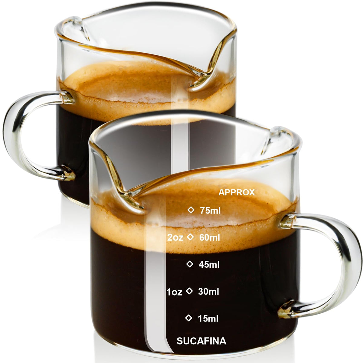 PARACITY Glass Mug Set of 2, 14.2 fl oz Clear Coffee Cups with Handles