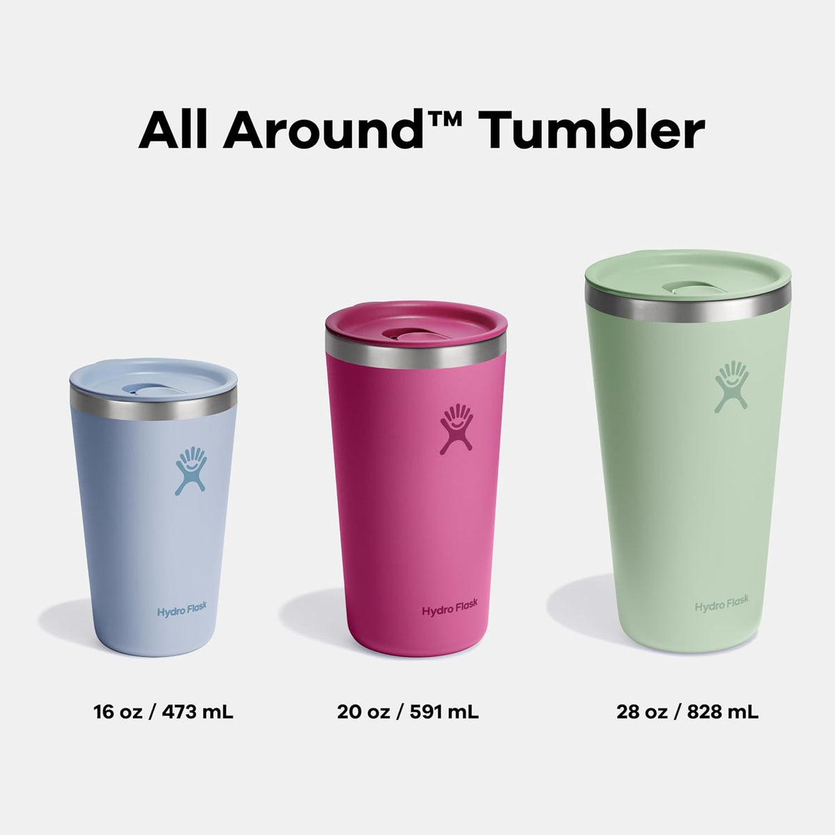 Hydro Flask All Around Tumbler Press-In Lid, Insulated Travel Mug, Stainless Steel Coffee Cup 16 Oz Tonal Birch Gray
