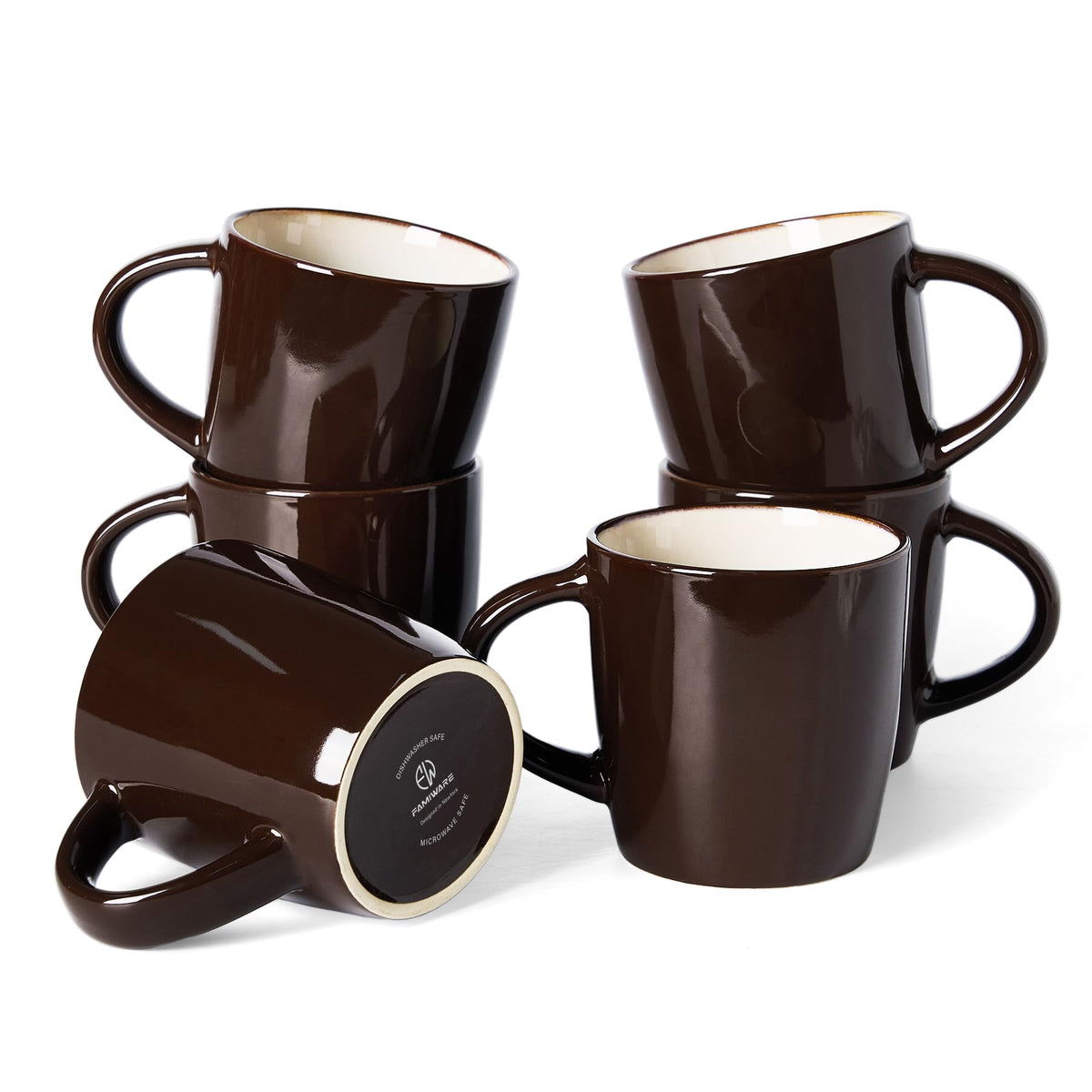famiware Coffee Mugs Set of 6, 13 oz Mug Set, Ceramic Cup Set with Handle