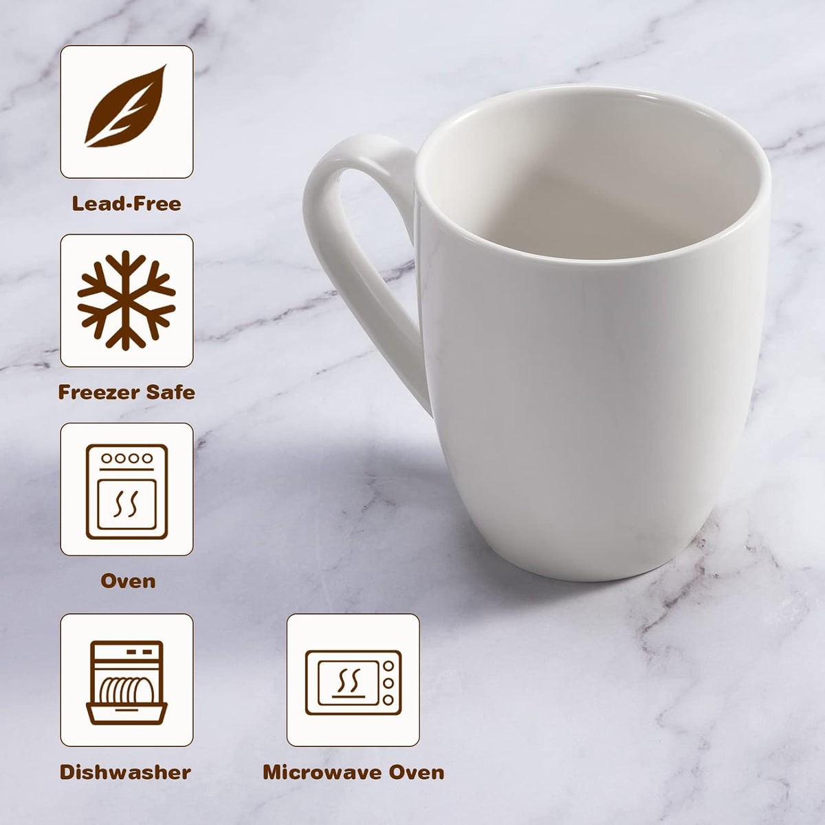 Large Ceramic Coffee Mug 16oz(475ml) Tea Cups Idea Gifts 1 Pack White