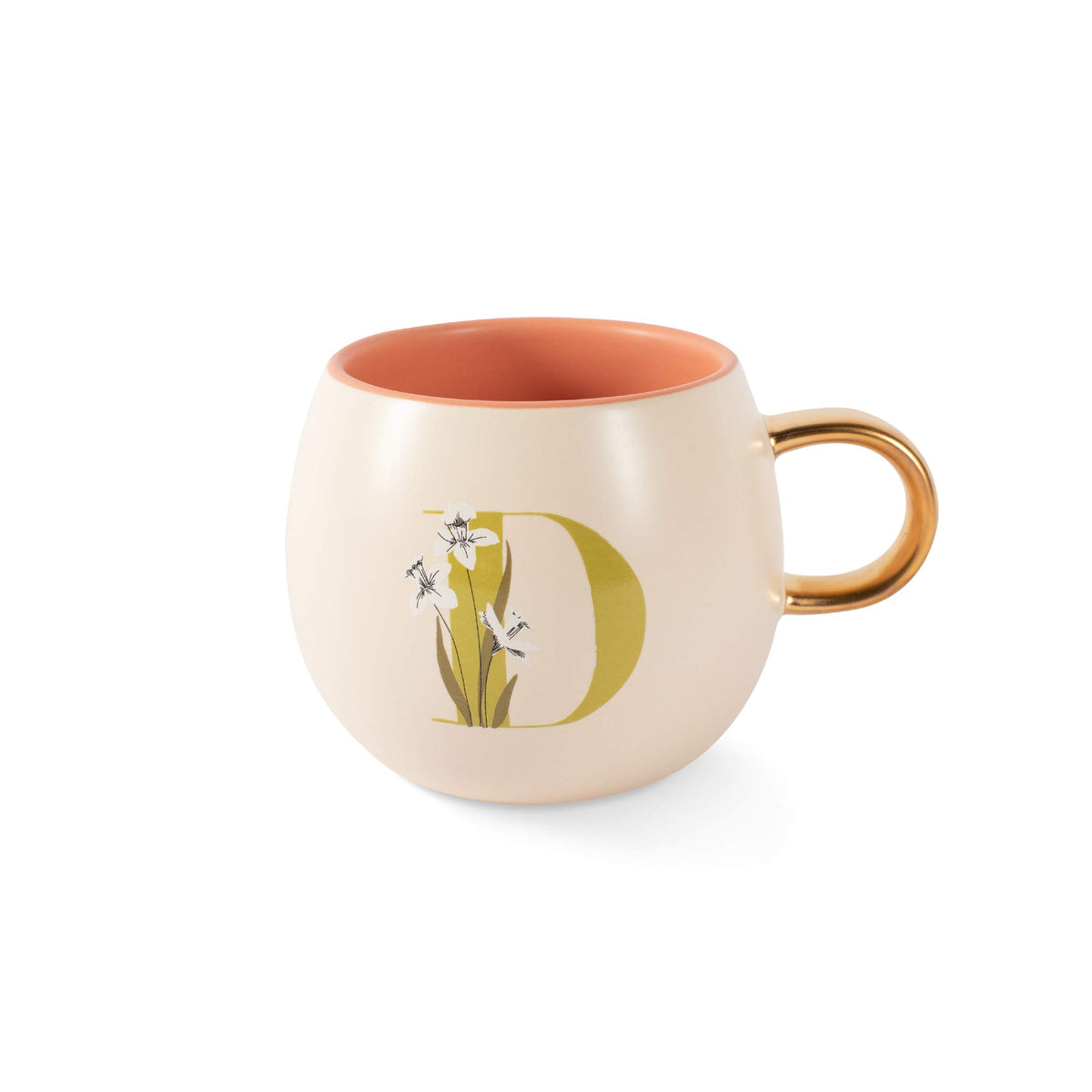 Fringe Studio Artisan Stoneware Mug, "WHITE FLORAL M" 3.75" DIA. X 3.5"H, 13 FL.OZ, Prairie Collection (335015)