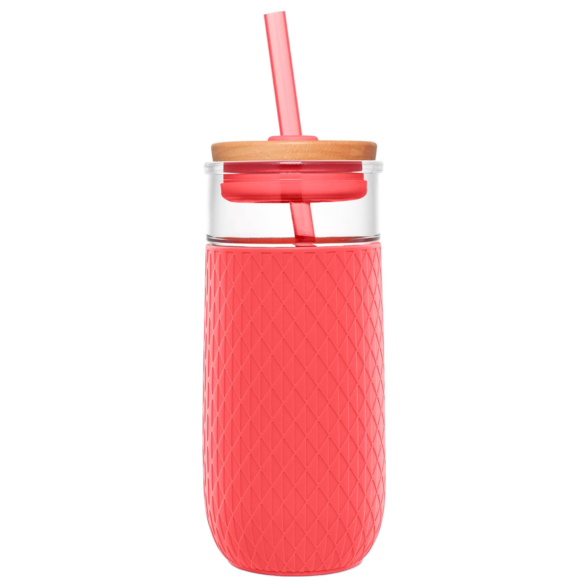 Ello Ava 18oz Glass Tumbler with Straw and Lid for Iced Coffee, Blueberry
